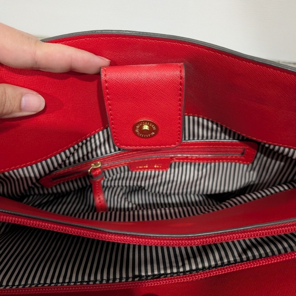 Nine West Fire Orange Red Satchel Handbag with Crossbody Straps - Picture 11 of 13